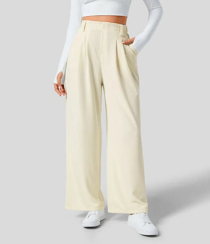 Women’s High Waist Wide Leg Trousers with Pleated Front and Tailored Fit