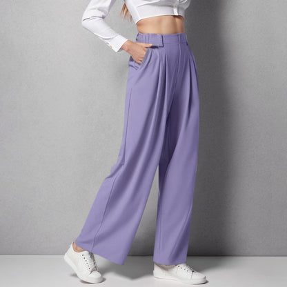 Women’s High Waist Wide Leg Trousers with Pleated Front and Tailored Fit