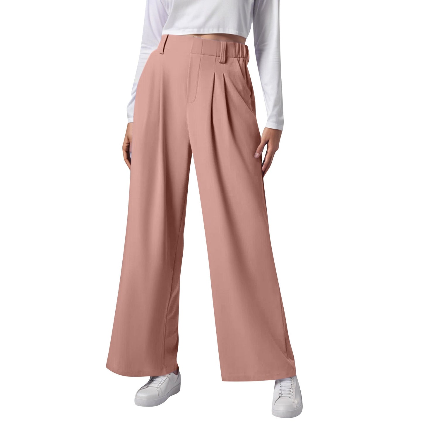 Women’s High Waist Wide Leg Trousers with Pleated Front and Tailored Fit