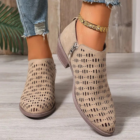 Women’s Cutout Ankle Boots with Slingback Strap and Breathable Design