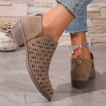 Women’s Cutout Ankle Boots with Slingback Strap and Breathable Design