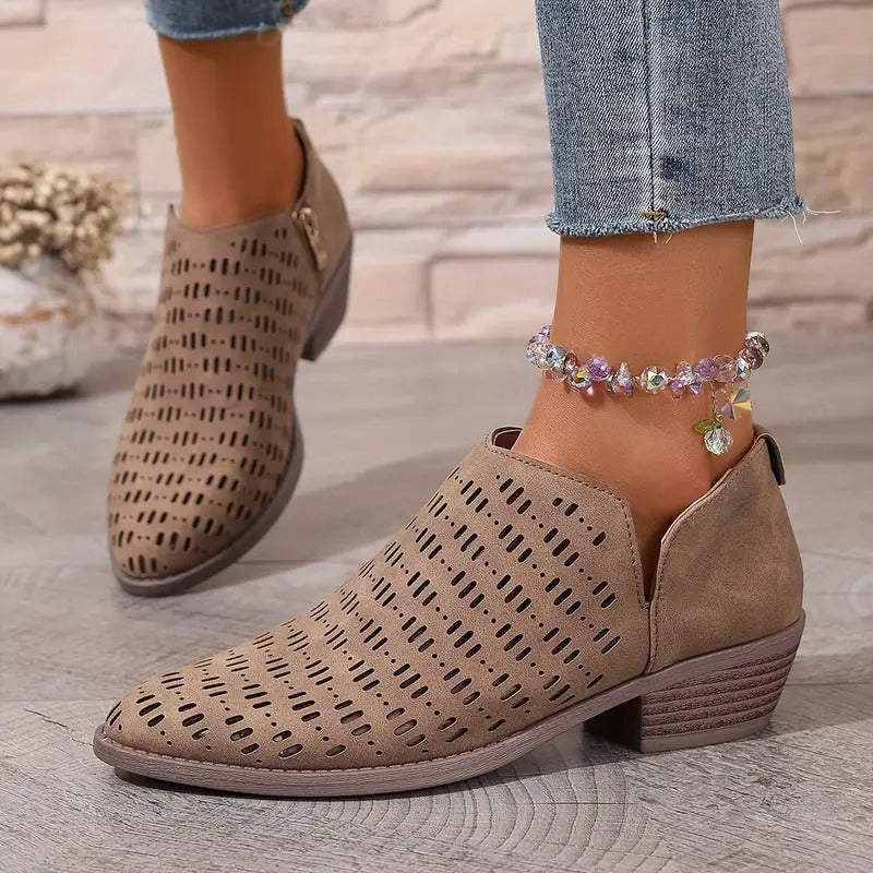 Women’s Cutout Ankle Boots with Slingback Strap and Breathable Design