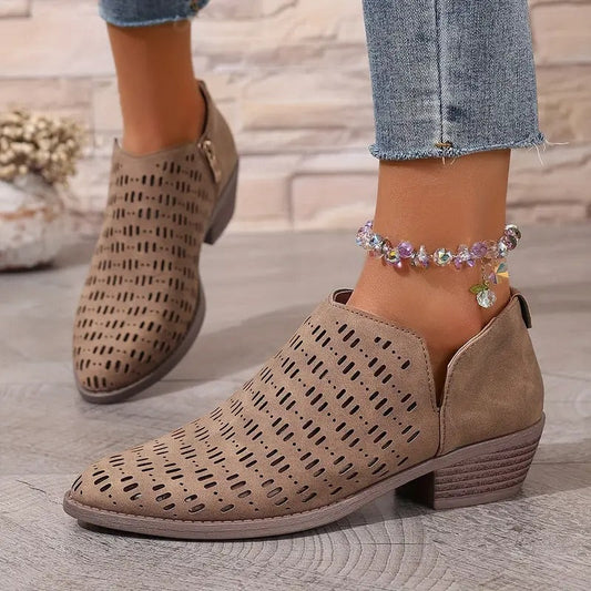 Women’s Cutout Ankle Boots with Slingback Strap and Breathable Design