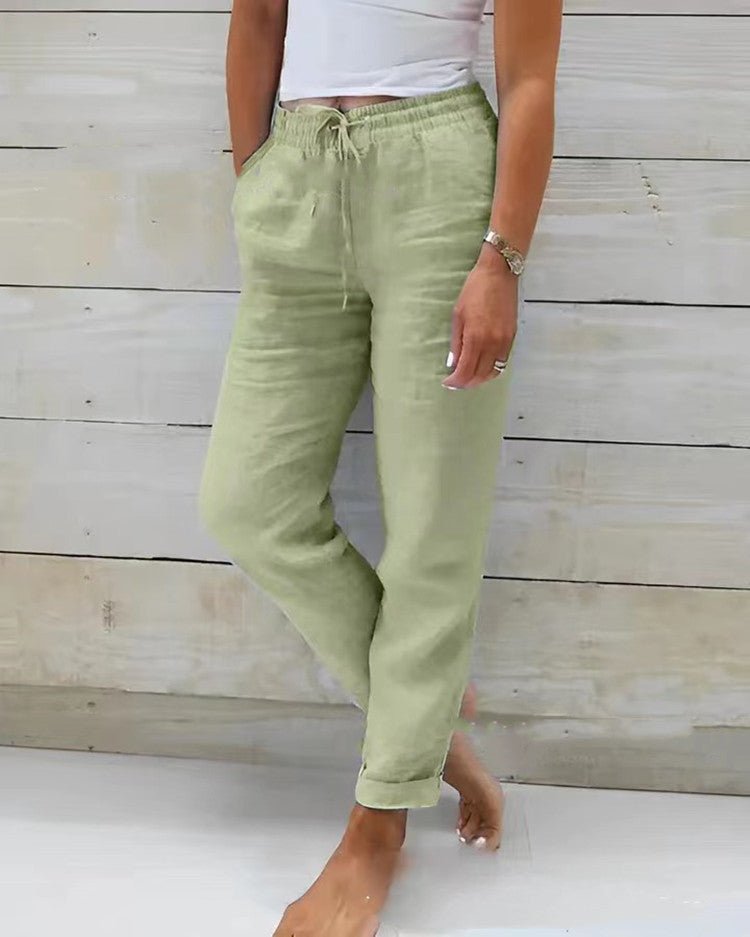 Women’s Relaxed Fit Pants with Elastic Waist and Side Pockets