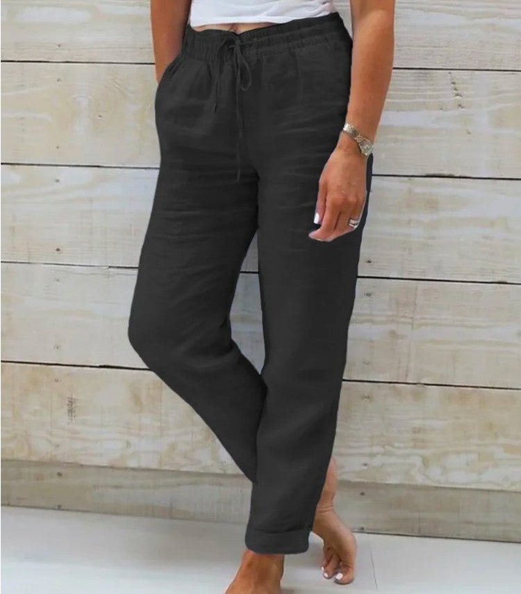 Women’s Relaxed Fit Pants with Elastic Waist and Side Pockets