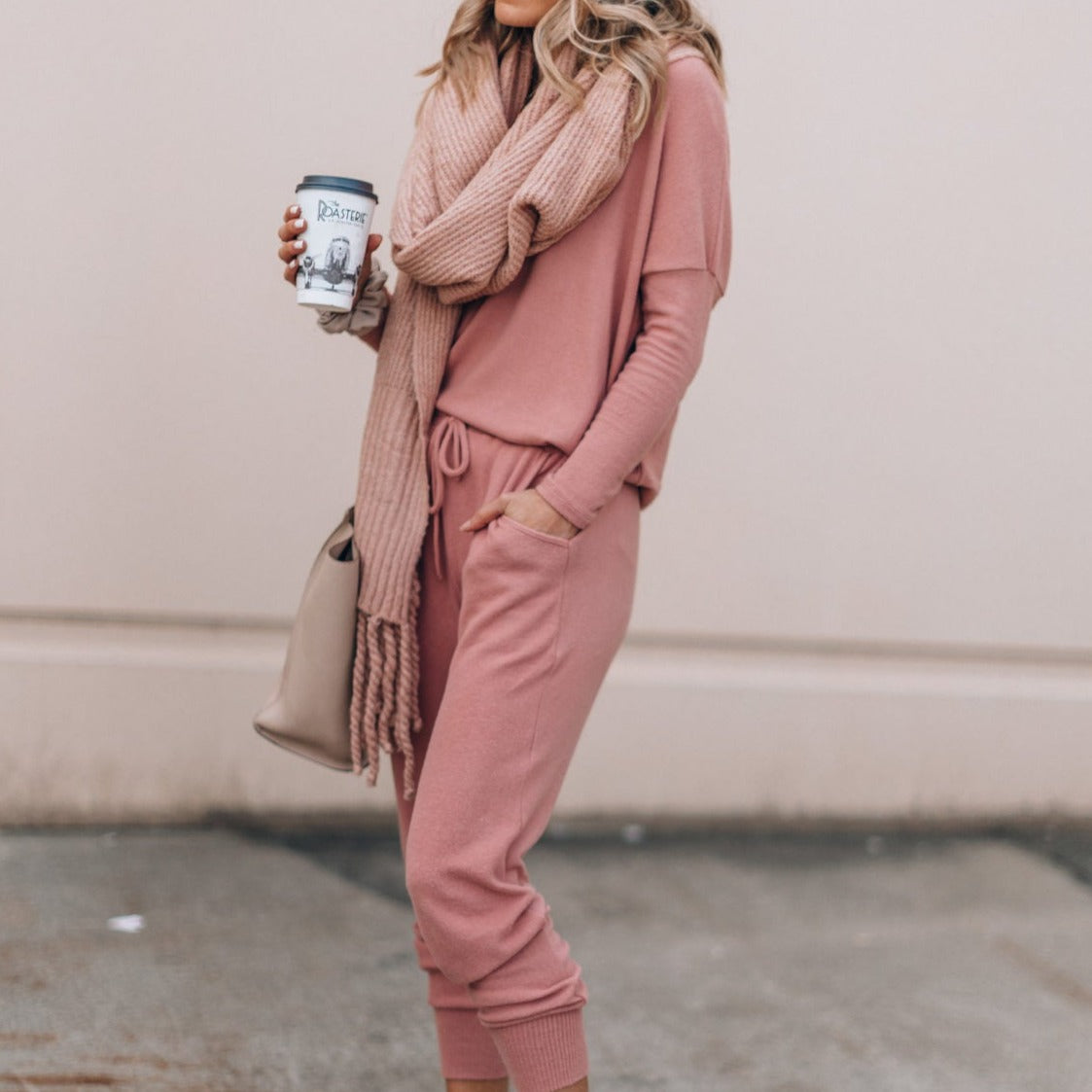 Women's Casual Loungewear Set with Long Sleeve Top and Jogger Pants