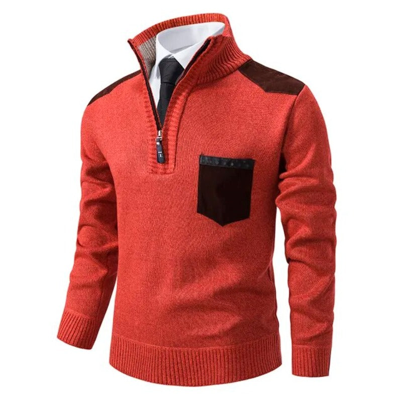 Herren Warmer Winter Rollkragen Half Zip Pullover