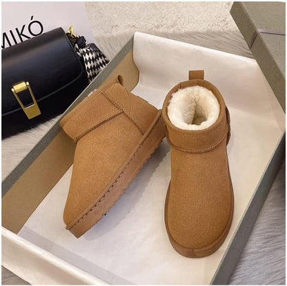 Winter Warme Damen Boots Einfaches Anziehen Design