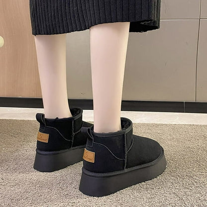 Winter Warme Damen Boots Einfaches Anziehen Design