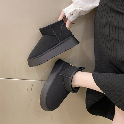 Winter Warme Damen Boots Einfaches Anziehen Design