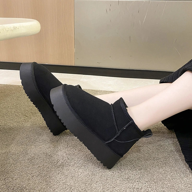 Winter Warme Damen Boots Einfaches Anziehen Design