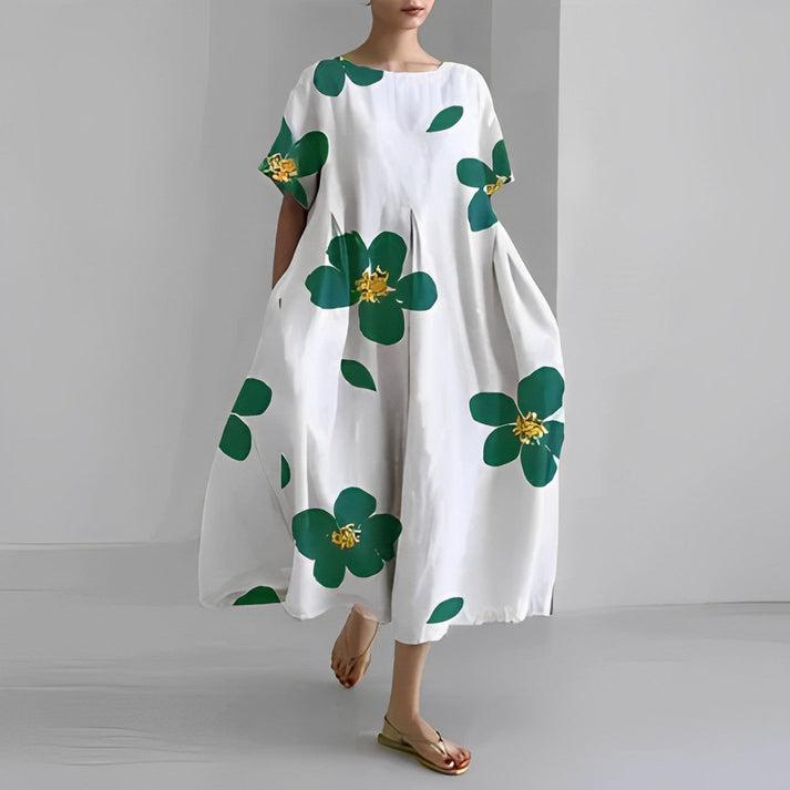 Women’s Floral Relaxed Fit Oversized Print Casual Midi Dress