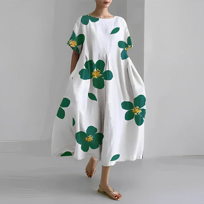 Women’s Floral Relaxed Fit Oversized Print Casual Midi Dress