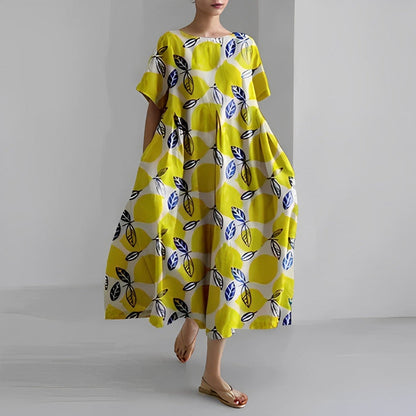 Women’s Floral Relaxed Fit Oversized Print Casual Midi Dress
