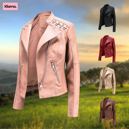 Elegant Vintage Style PU Leather Jacket for Women