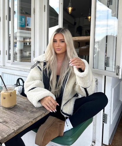 Teddy Winter Langer Warmer Step Mantel Damen