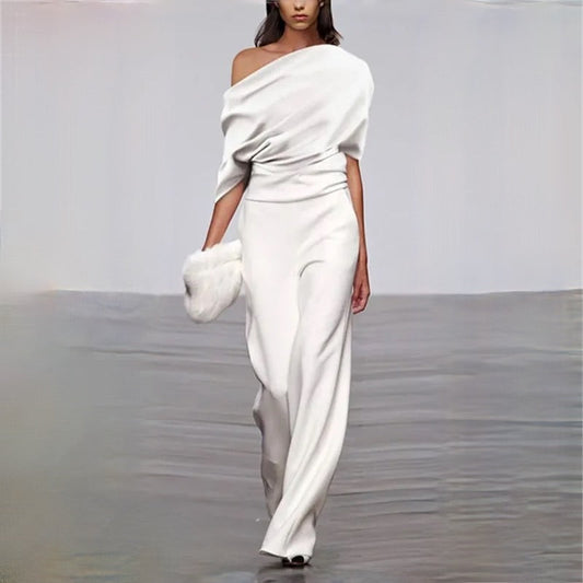 Ein-Schulter Jumpsuit mit Drapierung für formelle Damen