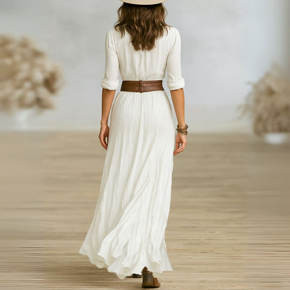 Women’s Flowing Button-Front Maxi Dress