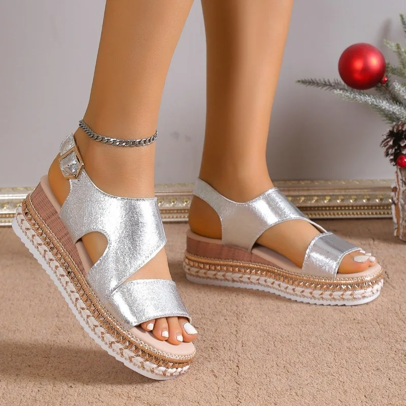 Women's Platform Sandals with Adjustable Straps and Cushioned Insole