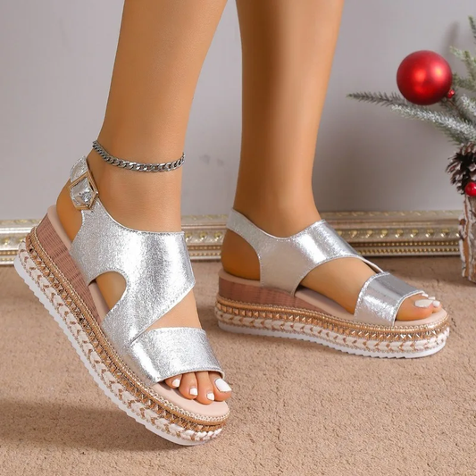 Women's Platform Sandals with Adjustable Straps and Cushioned Insole