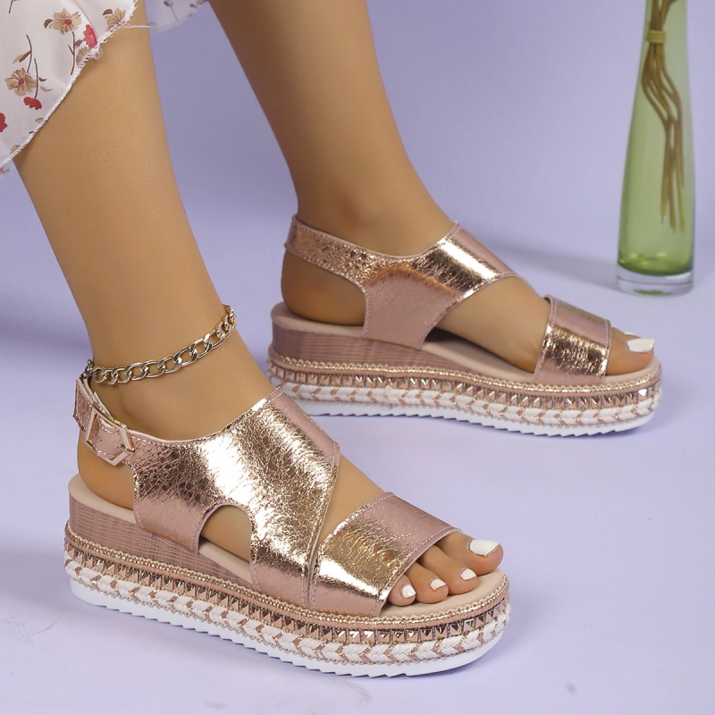 Women's Platform Sandals with Adjustable Straps and Cushioned Insole