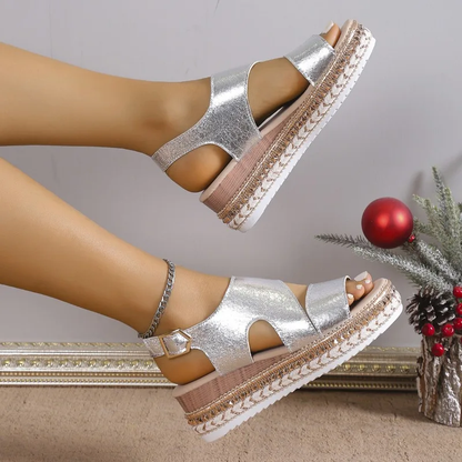 Women's Platform Sandals with Adjustable Straps and Cushioned Insole