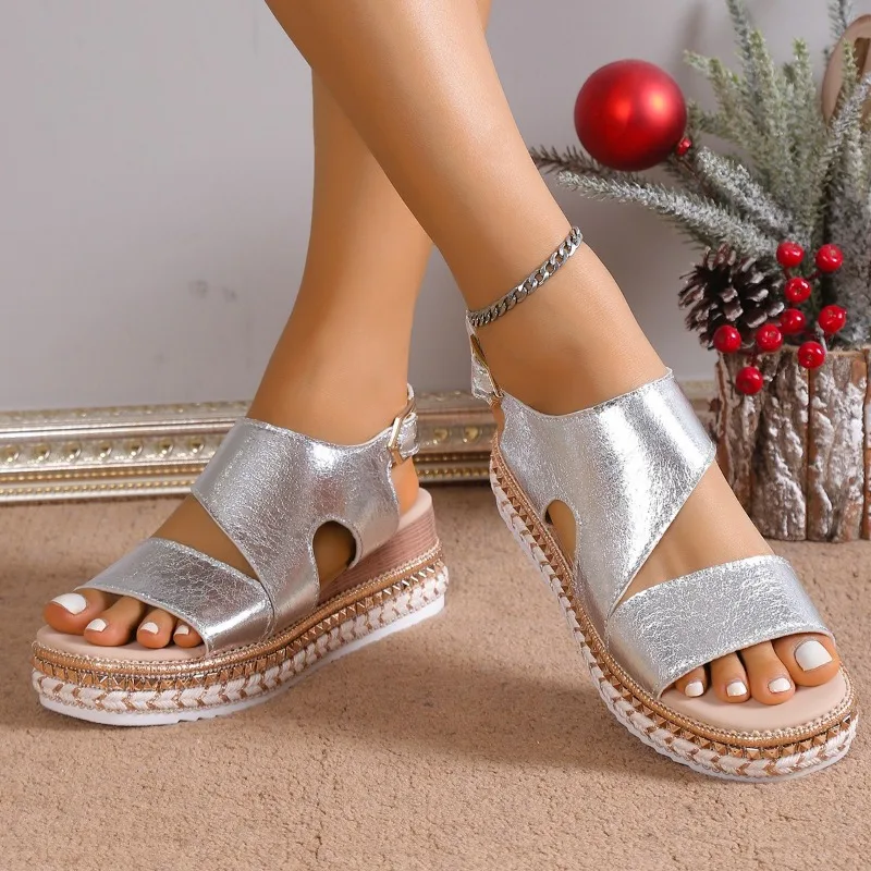 Women's Platform Sandals with Adjustable Straps and Cushioned Insole