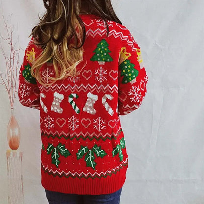 Ugly Christmas Pullover mit Strumpfmuster für Damen