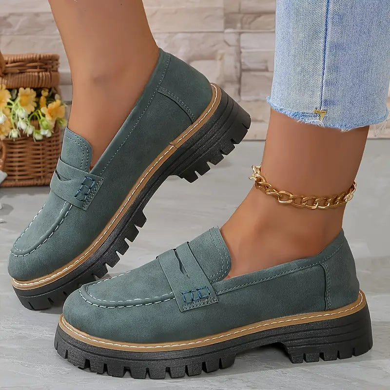 Women’s Chunky Slip On Loafers with Cushioned Insole