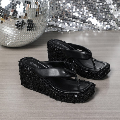 Noa | Women’s Platform Flip Flops with Sparkle Sole