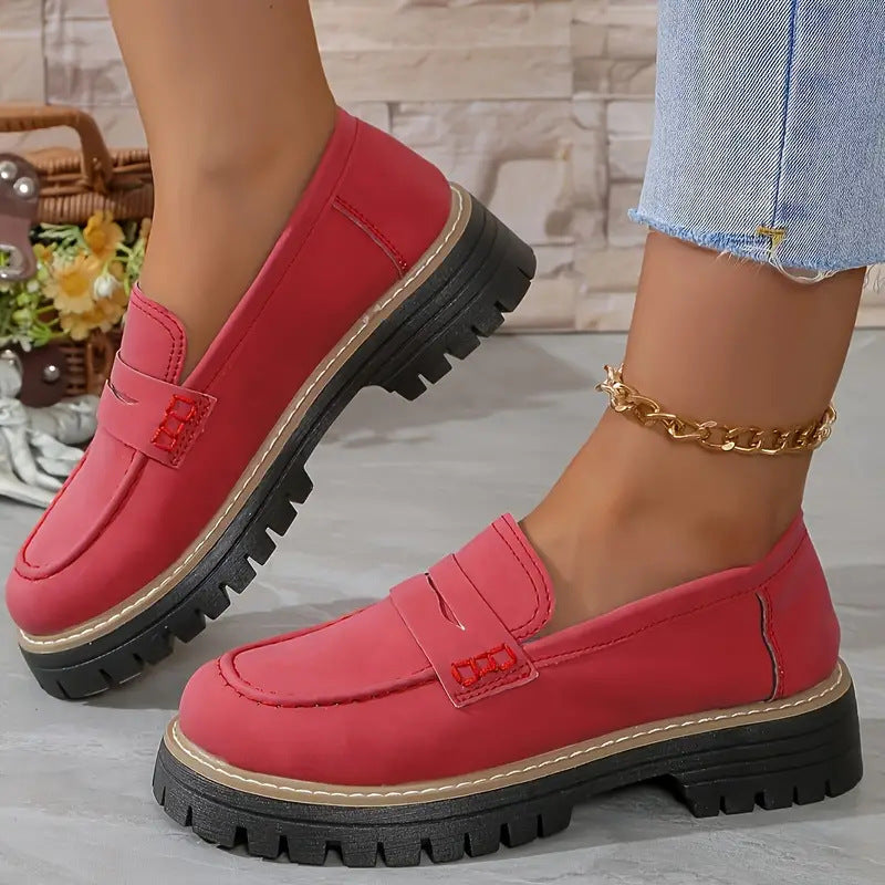 Women’s Chunky Slip On Loafers with Cushioned Insole