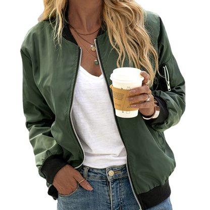 Women's Classic Bomber Jacket – Stylish Zip-Up Design