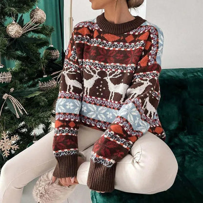Damen Weihnachtspullover mit Rentiermuster