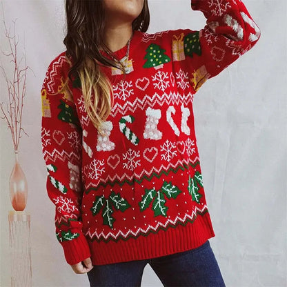 Ugly Christmas Pullover mit Strumpfmuster für Damen