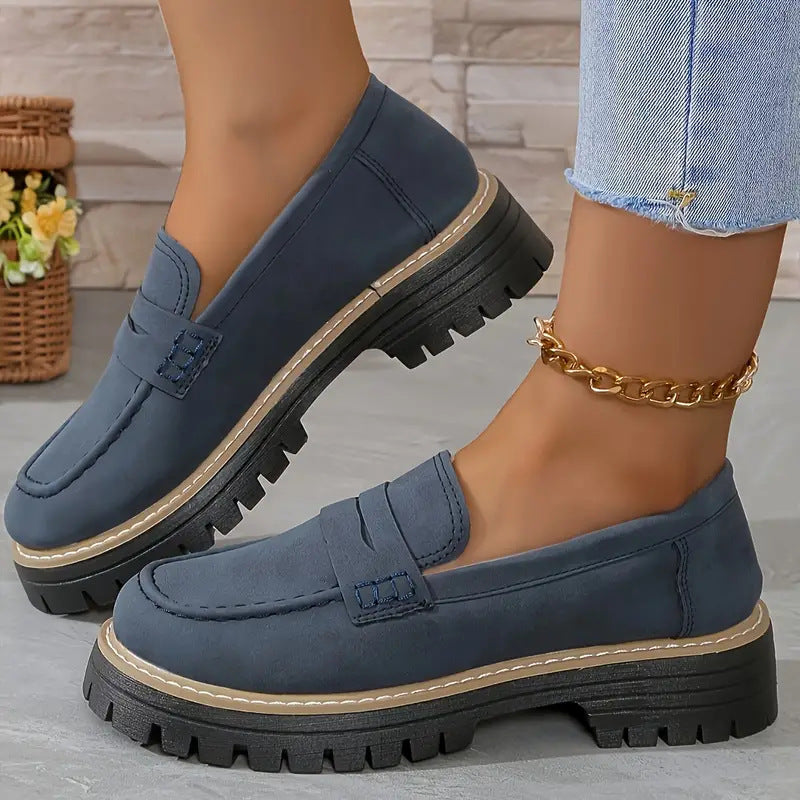 Women’s Chunky Slip On Loafers with Cushioned Insole