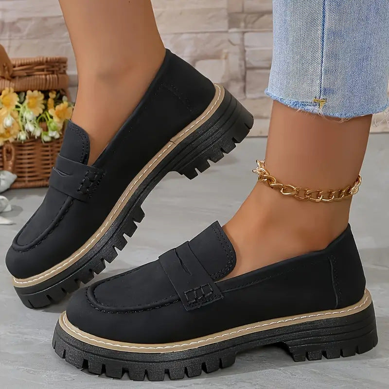 Women’s Chunky Slip On Loafers with Cushioned Insole