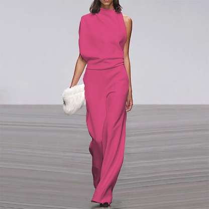 Women's One Shoulder Elegant Jumpsuit – Wide Leg Formal Evening Outfit