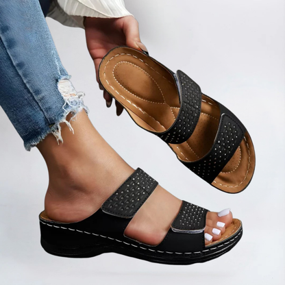 Women’s Orthopedic Platform Sandals with Double Strap and Cushioned Sole