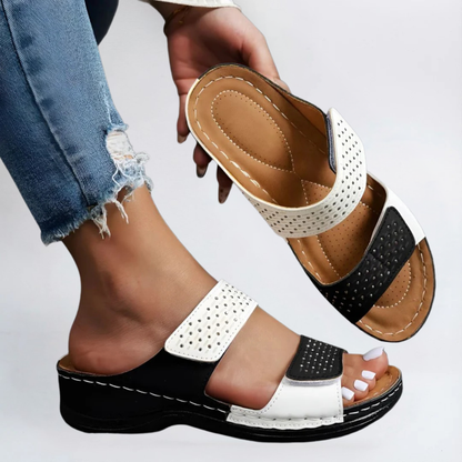 Women’s Orthopedic Platform Sandals with Double Strap and Cushioned Sole