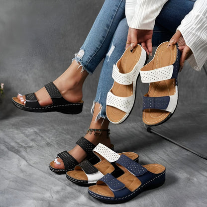 Women’s Orthopedic Platform Sandals with Double Strap and Cushioned Sole