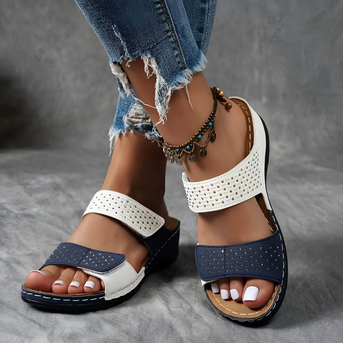 Women’s Orthopedic Platform Sandals with Double Strap and Cushioned Sole