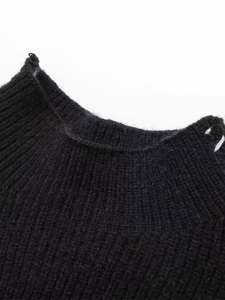 Übergroßer Rollkragenpullover mit Kontrastnähten Winter Damen