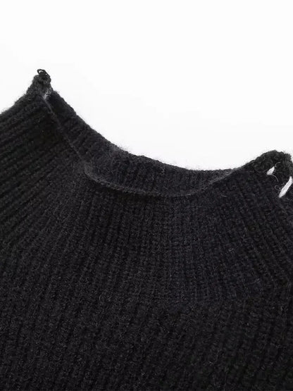 Übergroßer Rollkragenpullover mit Kontrastnähten Winter Damen