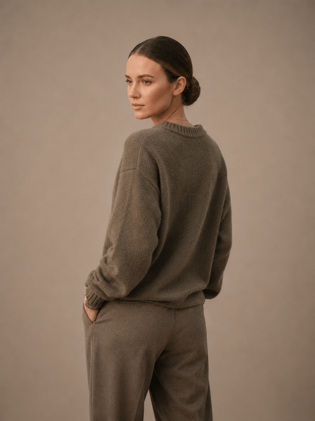 Oversized Crewneck Sweater in Cozy Textured Knit