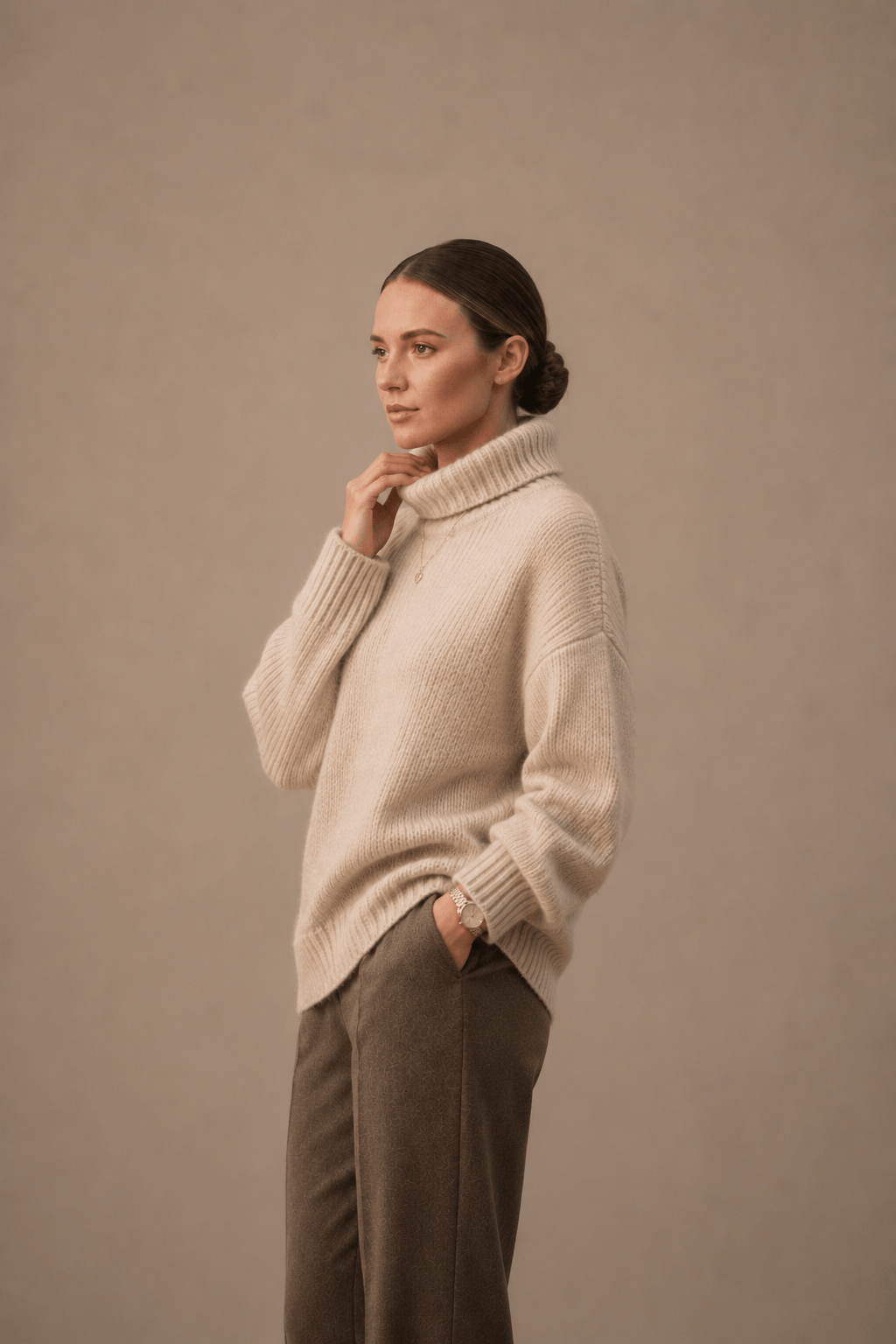 Oversized Ribbed Turtleneck Sweater in Cozy Knit