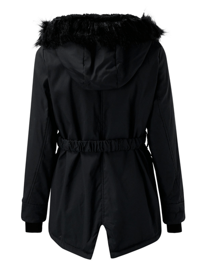 Parka Mantel mit Kapuze und Kunstfell für Winter Damen