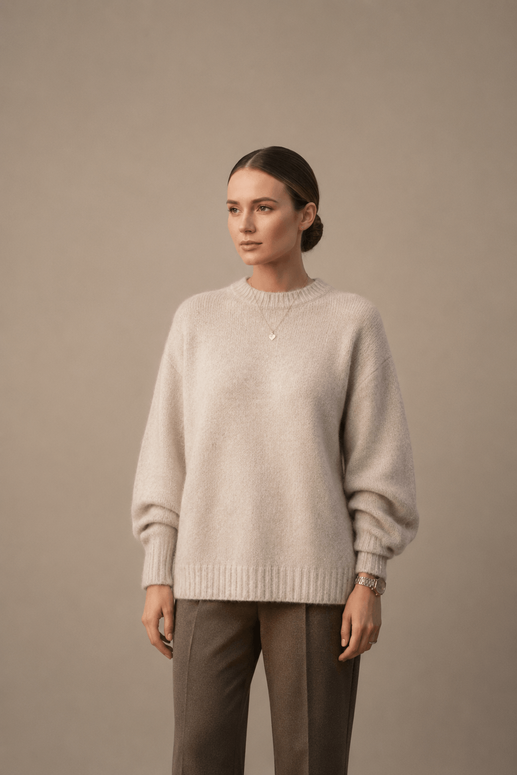 Oversized Crewneck Sweater in Soft Brushed Knit