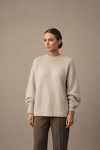 Oversized Crewneck Sweater in Soft Brushed Knit