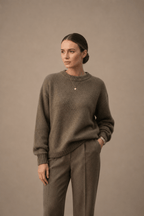 Oversized Crewneck Sweater in Cozy Textured Knit