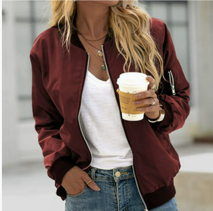 Women's Classic Bomber Jacket – Stylish Zip-Up Design